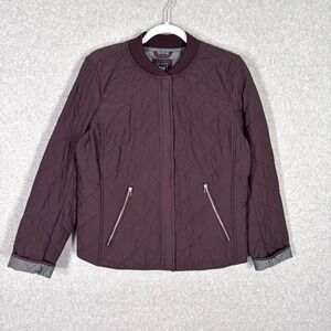 GAP Quilted Bomber Jacket in Deep Plum